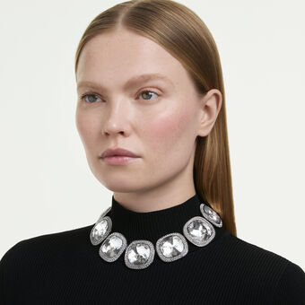 swarovski una angelic choker  cushion cut  white  ruthenium plated