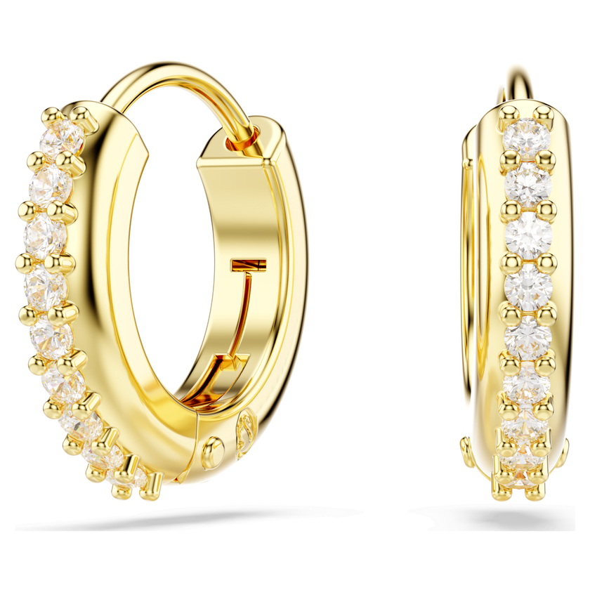 swarovski matrix hoop earrings  round cut  white  gold tone plated