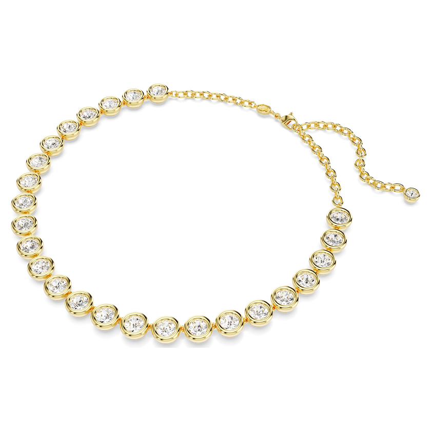 swarovski imber necklace  round cut  white  gold tone plated