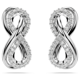 swarovski hyperbola stud earrings infinity white rhodium plated