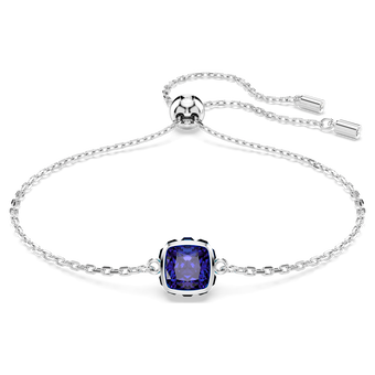 swarovski birthstone bracelet  square cut  september  blue  rhodium plated