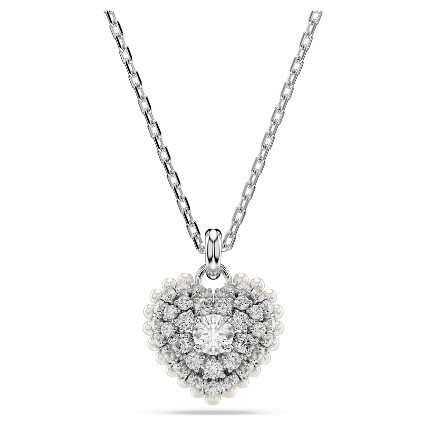 swarovski idyllia pendant  heart  white  rhodium plated