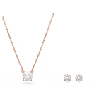 swarovski attract set  round cut  white  rose gold tone plated