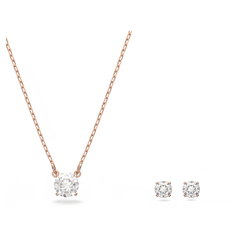 swarovski stilla attract set  round cut  white  18k rose gold finish