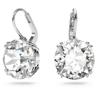 swarovski millenia drop earrings  round cut  white  rhodium plated