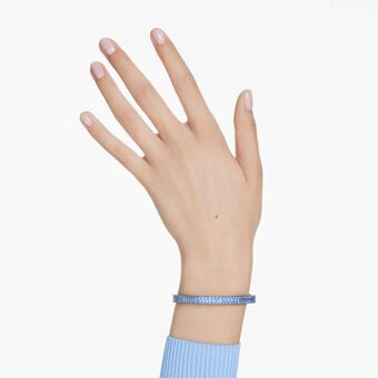swarovski matrix bangle  baguette cut  blue  ruthenium plated
