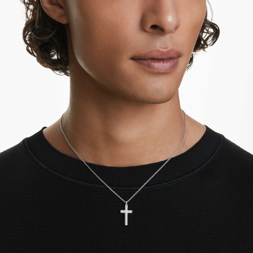 swarovski insigne pendant  pav   cross  white  rhodium plated