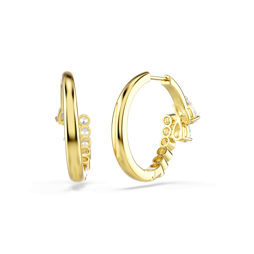 swarovski mesmera hoop earrings  mixed cuts  white  18k gold finish