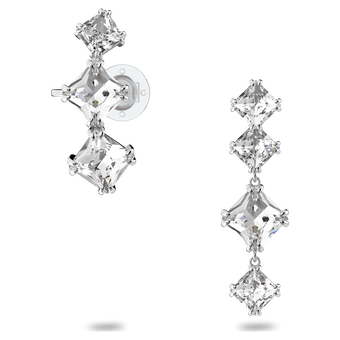 Millenia drop earring, Asymmetrical, Set, White, Rhodium plated swarovski millenia drop earring  asymmetrical  set  white  rhodium plated