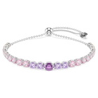 swarovski matrix tennis bracelet  gradient of round cuts  multicolored  rhodium plated