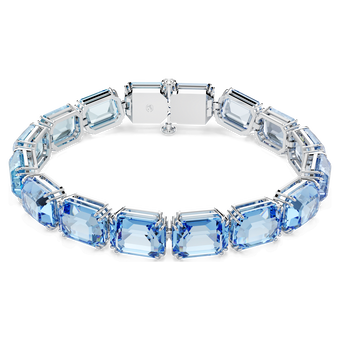 swarovski millenia tennis bracelet  octagon cut  color gradient  blue  rhodium plated