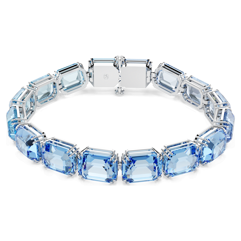 swarovski millenia tennis bracelet  octagon cut  color gradient  blue  rhodium plated