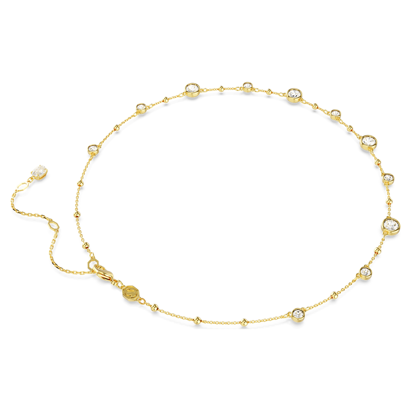 swarovski imber necklace  round cut  scattered design  white  gold tone plated