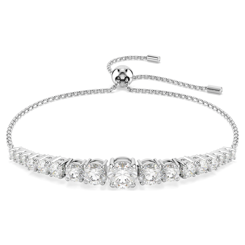 swarovski matrix bracelet  gradient of round cuts  white  rhodium plated