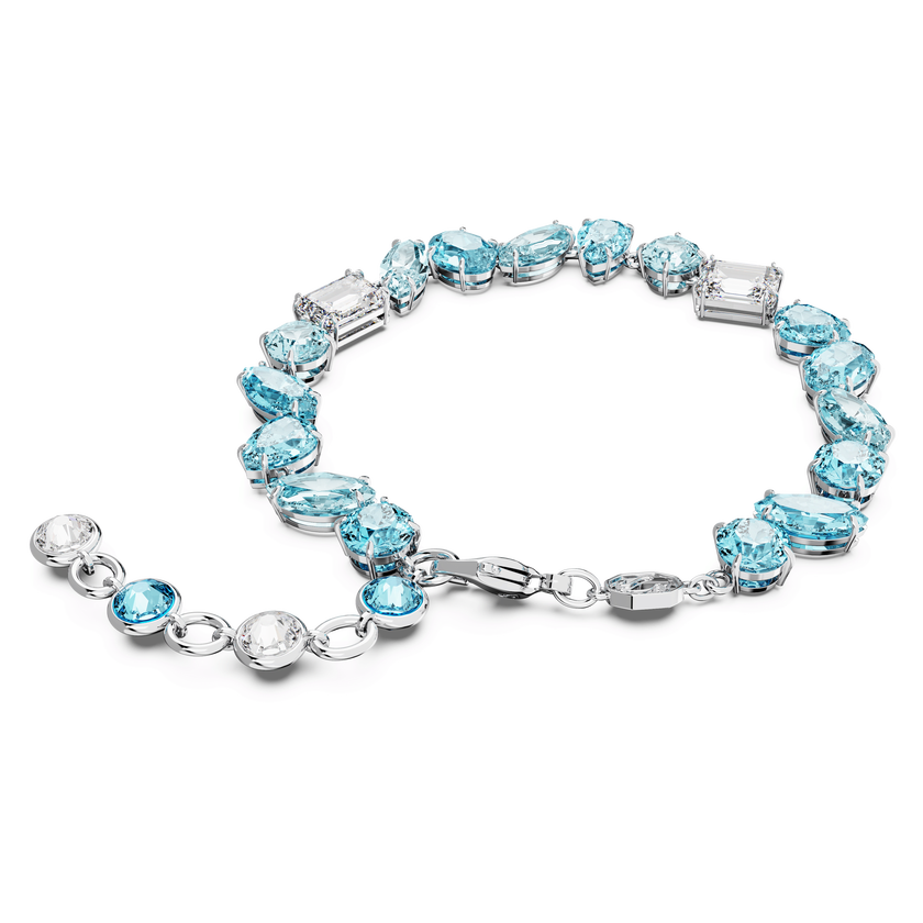 swarovski gema bracelet  mixed cuts  blue  rhodium plated