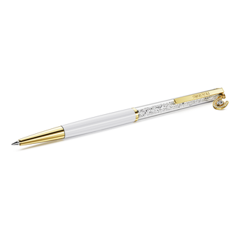 swarovski crystalline ballpoint pen  horse shoe  white  white lacquered  gold tone plated