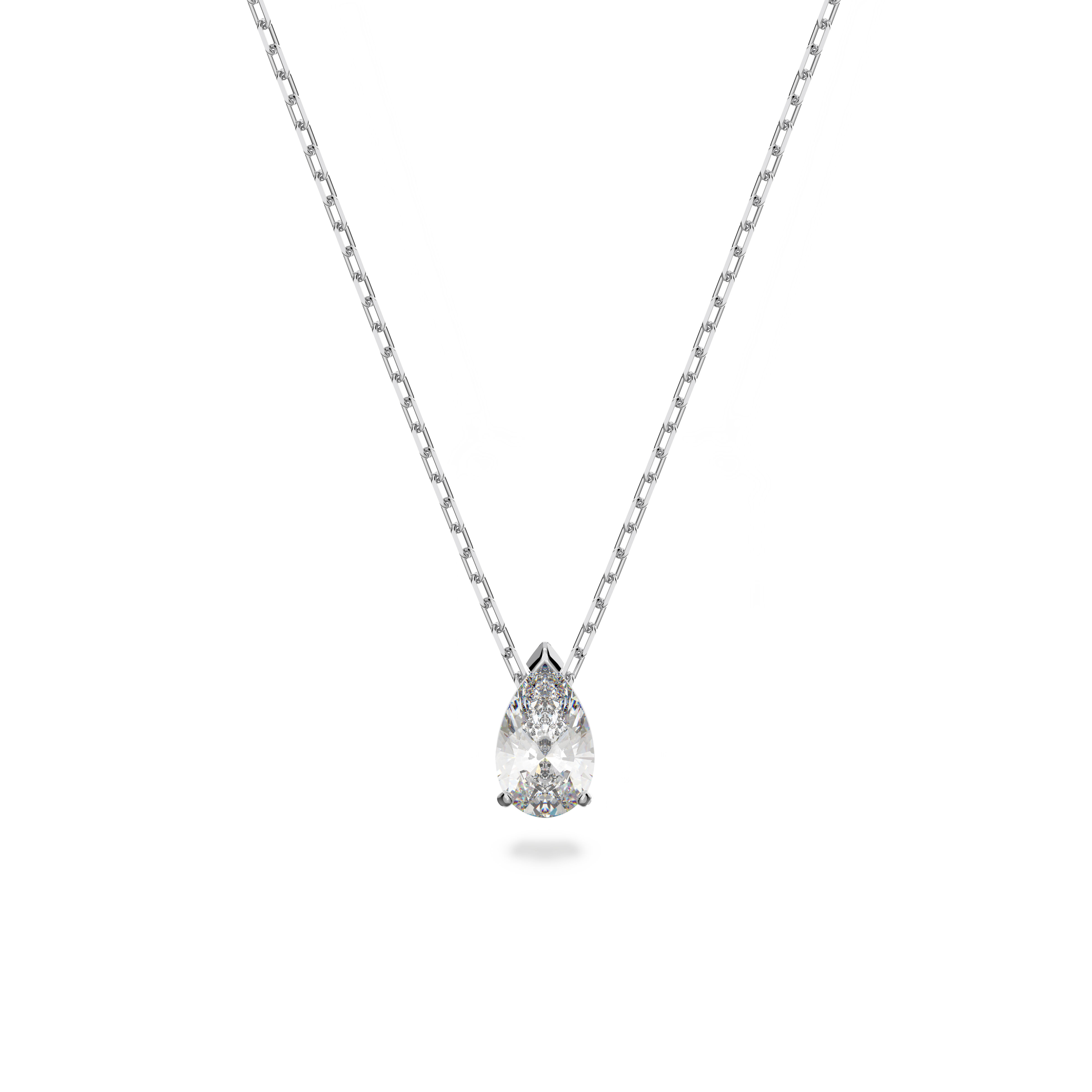 swarovski attract set  pear cut  white  rhodium plated
