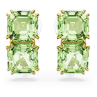 swarovski millenia clip earrings square cut green gold tone plated