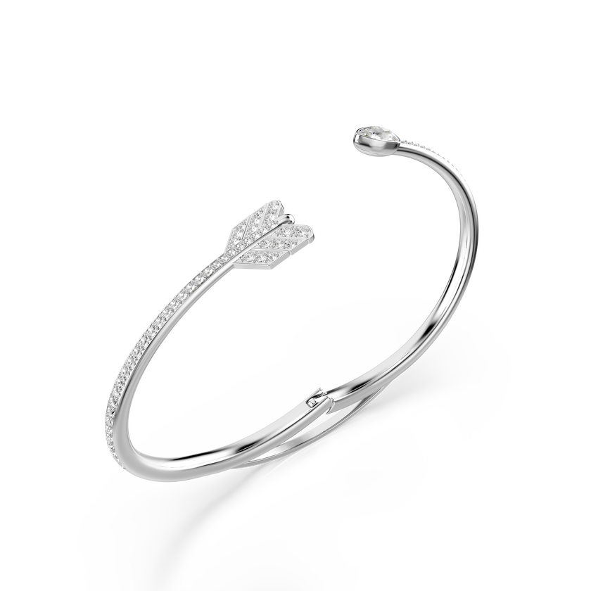 swarovski idyllia bangle  mixed cuts  arrow  white  rhodium plated
