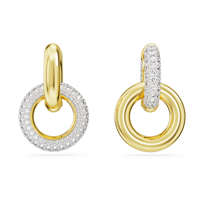 swarovski dextera hoop earrings  interlocking loop  white  gold tone plated