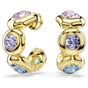 swarovski gema hoop earrings  mixed cuts  multicolored  gold tone plated