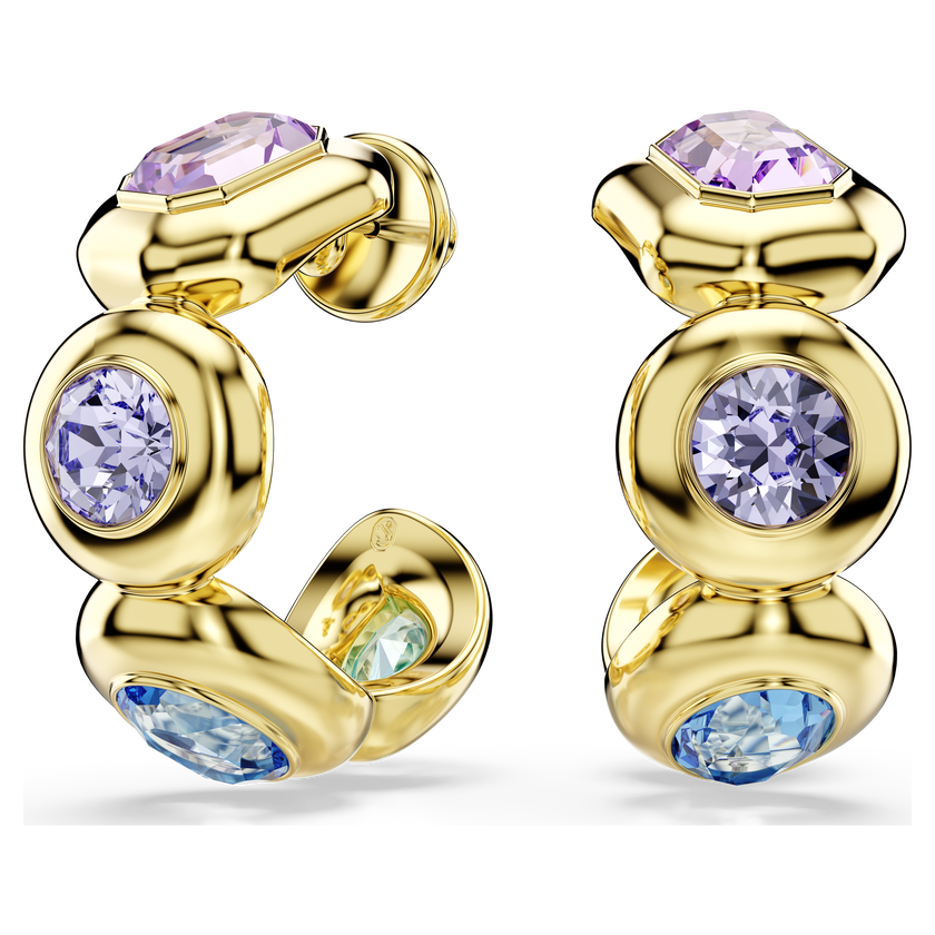 swarovski gema hoop earrings  mixed cuts  multicolored  gold tone plated
