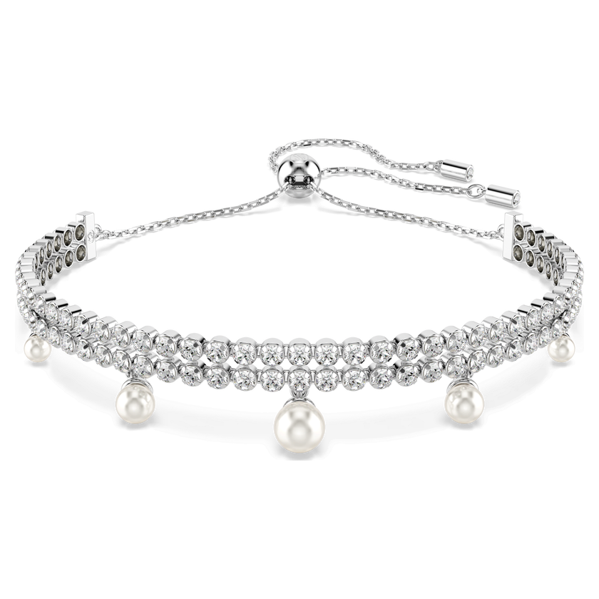 ariana grande x swarovski bracelet  crystal pearl  round cut  white  rhodium plated
