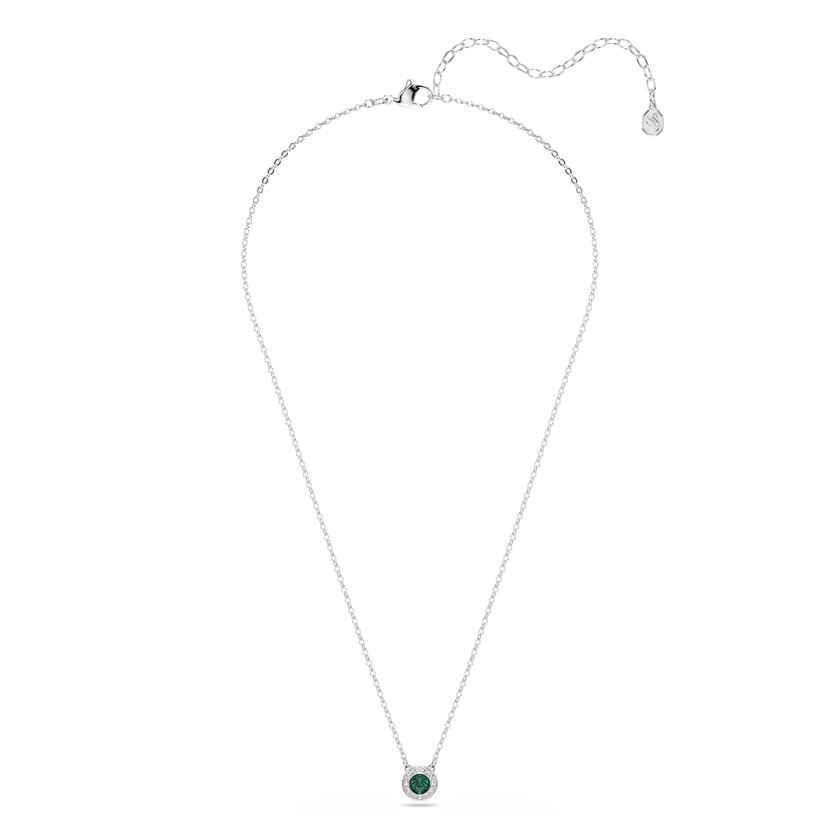 swarovski una angelic pendant  round cut  green  rhodium plated