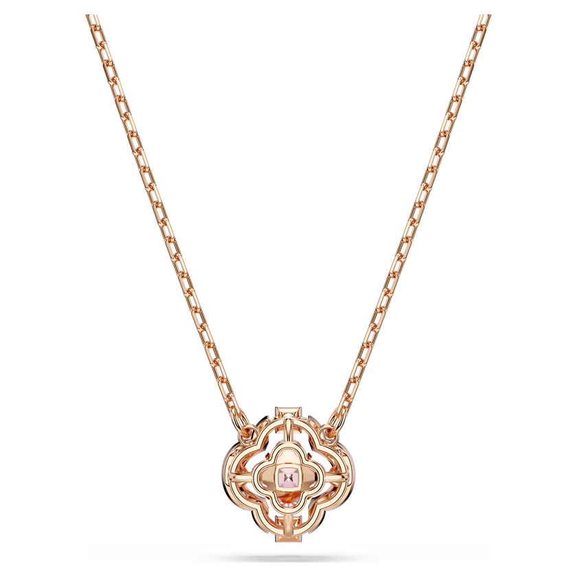 swarovski una necklace  clover  pink  rose gold tone plated