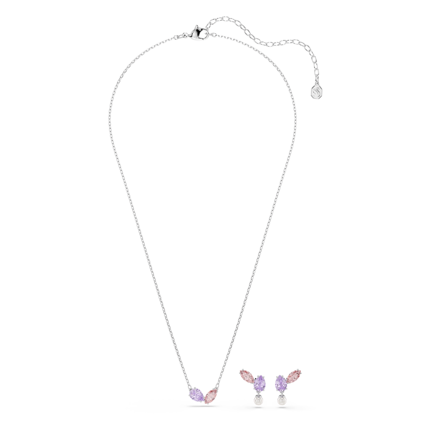 ariana grande x swarovski set  mixed cuts  multicolored  rhodium plated