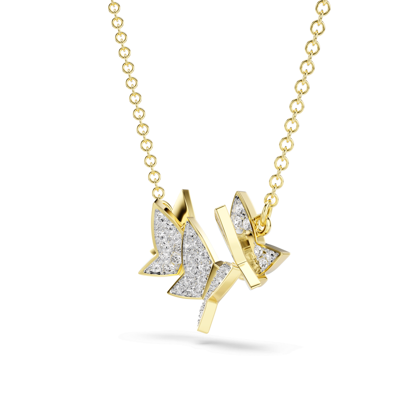 swarovski idyllia lilia necklace  butterfly  white  18k gold finish