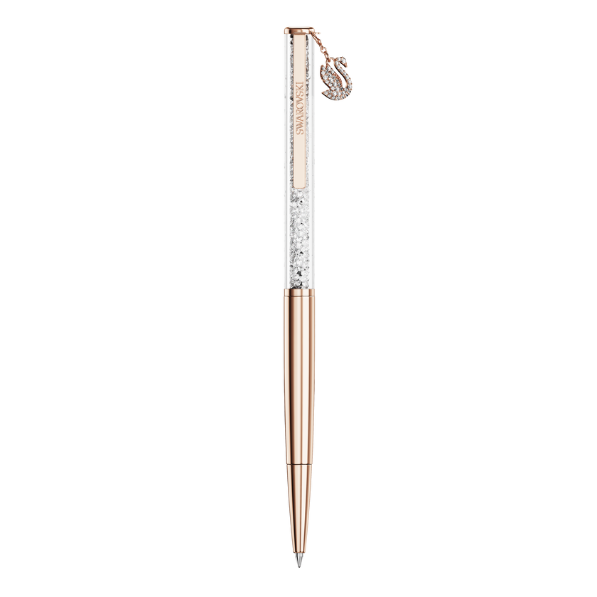 swarovski crystalline ballpoint pen  swan  rose gold tone plated