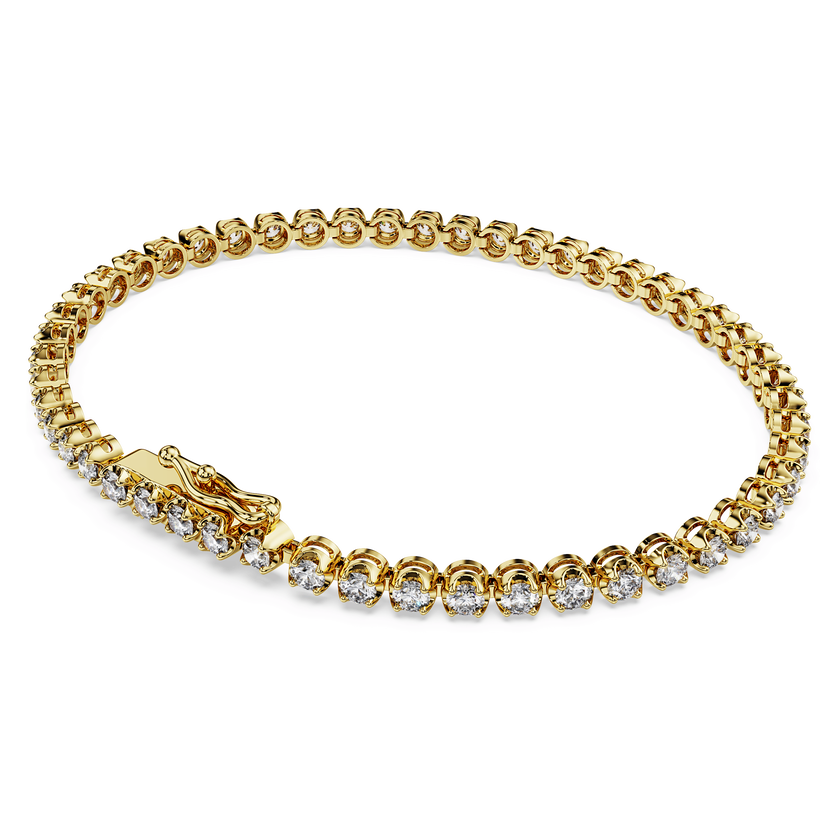 swarovski eternity tennis bracelet  lab grown diamonds 2 5 ct tw  round shape  18k yellow gold