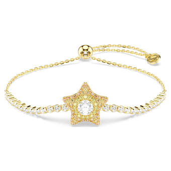 swarovski sublima bracelet  round cut  star  multicolored  18k gold finish