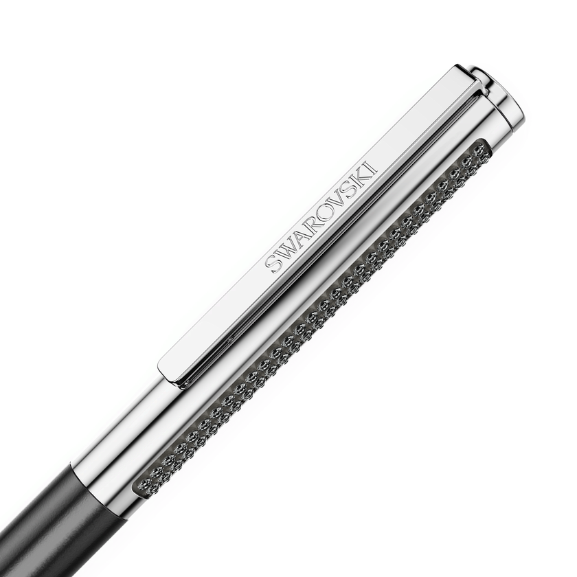 swarovski matrix tennis ballpoint pen  black lacquered  chrome plated