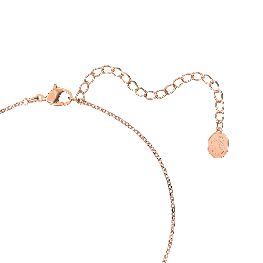 swarovski sparkling dance pendant  round cut  long  purple  rose gold tone plated