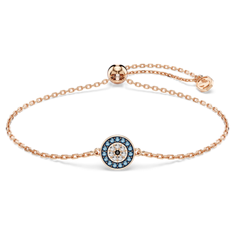 swarovski luckily bracelet  pav   eye  blue  rose gold tone plated