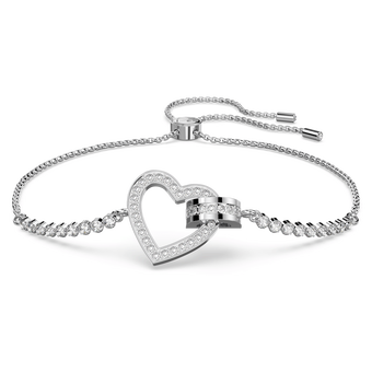 swarovski lovely bracelet  heart  white  rhodium plated