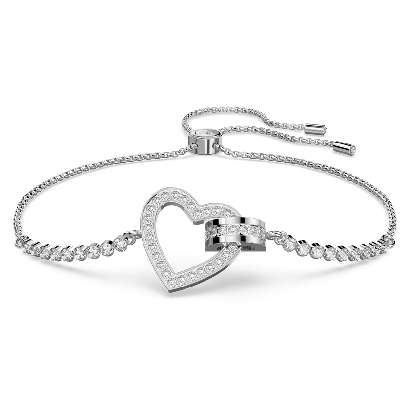 swarovski lovely bracelet  heart  white  rhodium plated