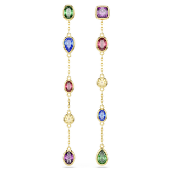 swarovski imber drop earrings  mixed cuts  multicolored  18k gold finish