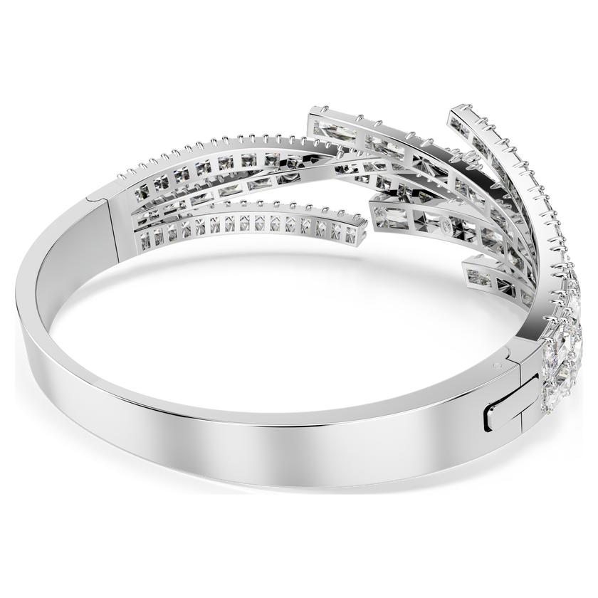 swarovski matrix bangle  mixed cuts  white  rhodium plated