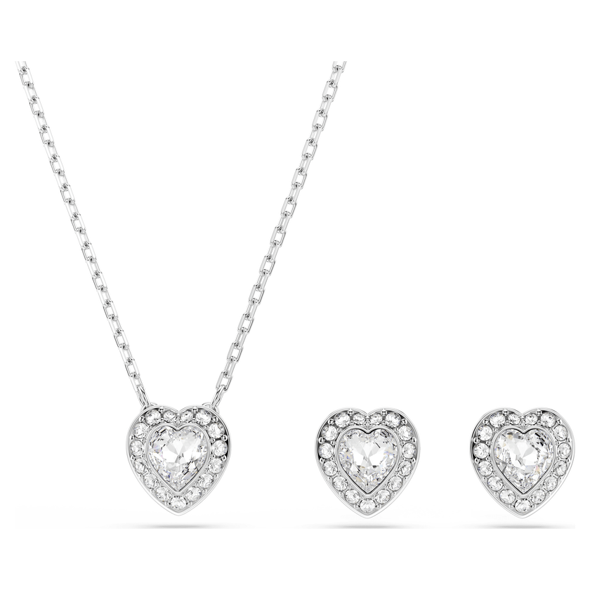 ariana grande x swarovski set  mixed cuts  heart  white  rhodium plated