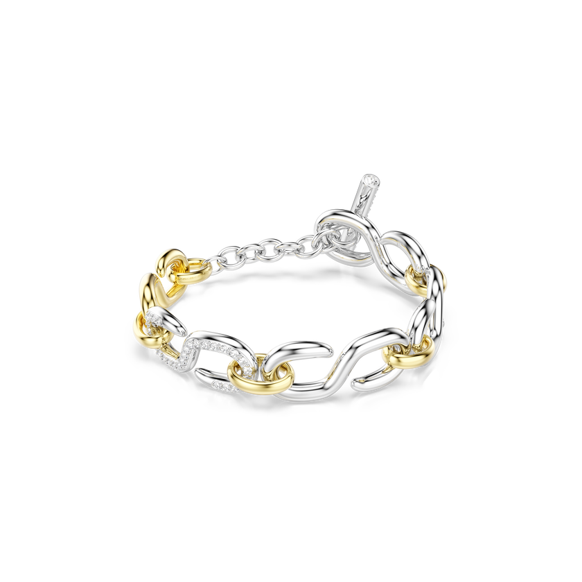 swarovski dextera bracelet  round cut  t bar  white  mixed metal finish