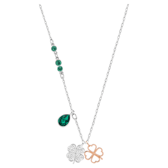 swarovski symbolic pendant  clover  green  mixed metal finish