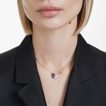 swarovski swan pendant  swan  black  rhodium plated