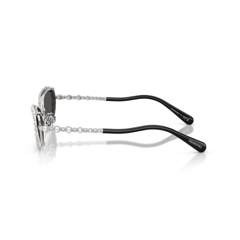 swarovski sunglasses  oval shape  2 in 1 clip on  sk7044  silver tone