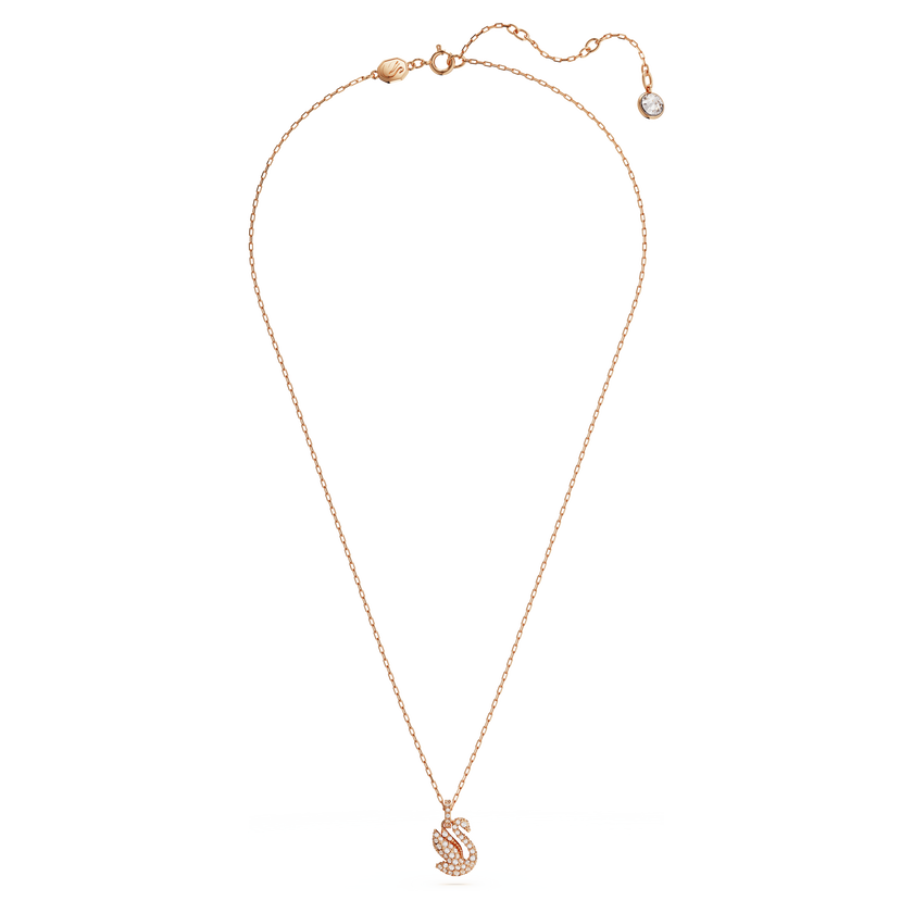 swarovski swan pendant  swan  small  white  rose gold tone plated