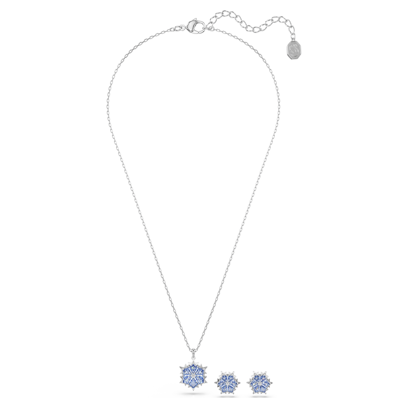 swarovski magic set  snowflake  blue  rhodium plated