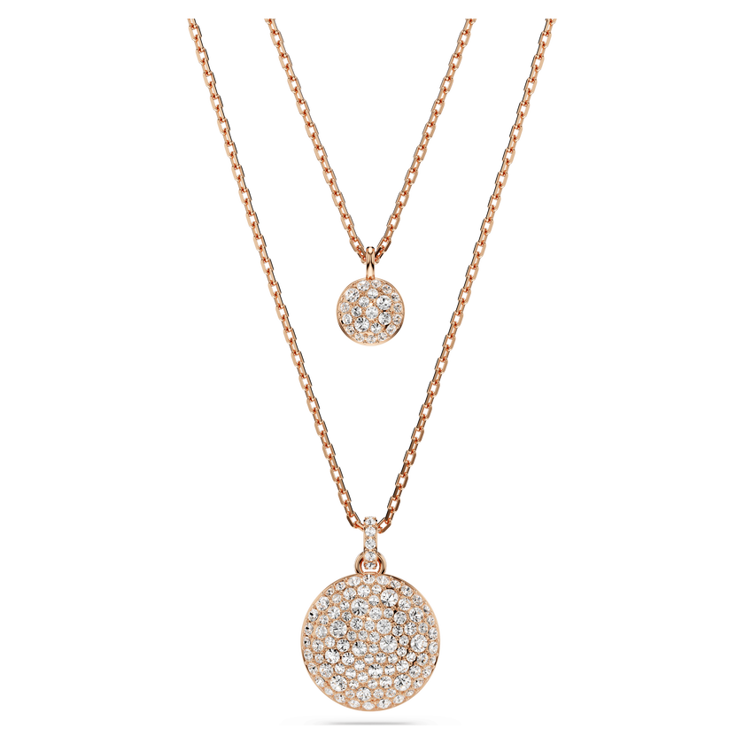 swarovski sublima layered pendant  white  18k rose gold finish