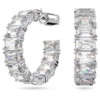 swarovski matrix hoop earrings octagon cut white rhodium plated